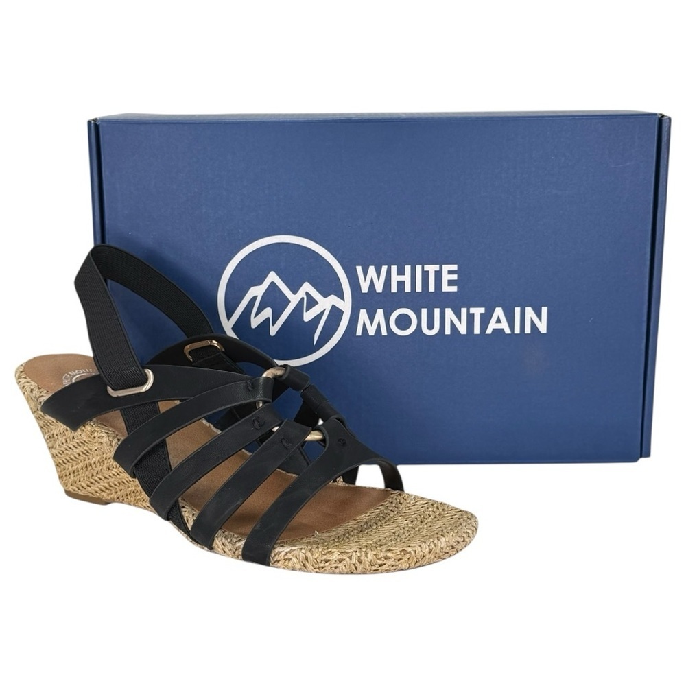 White Mountain Ataps Black Faux Leather Strappy Womens Sandals Size 8M - Picture 15 of 15